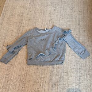 Chic Gray Ruffled Kids Sweatshirt